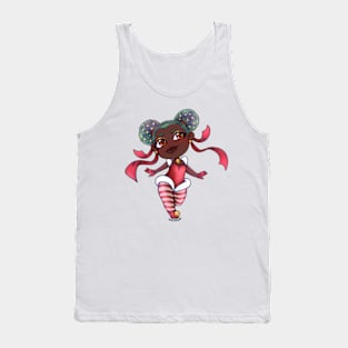 Cute Christmas chibi girl with natural hair Tank Top